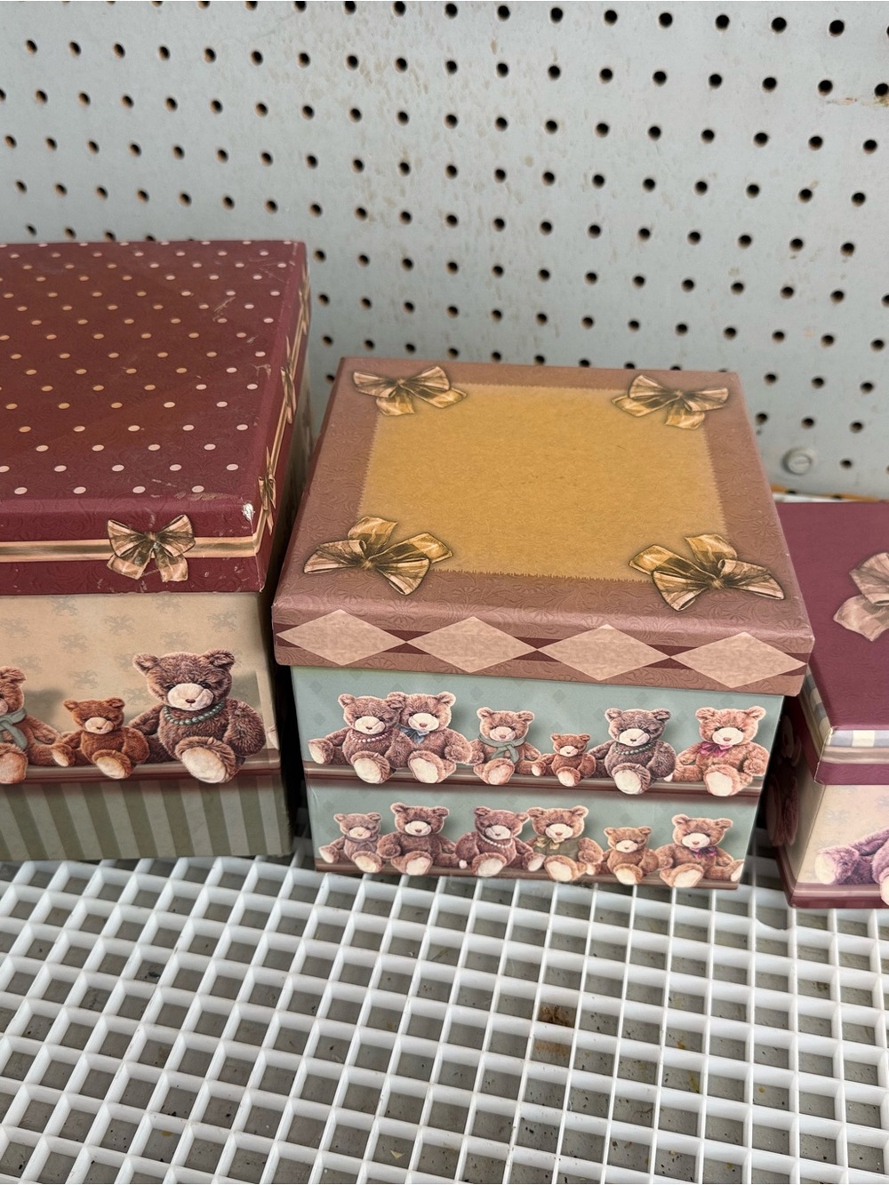Teddy Bear Decorative Storage Box - Peach, Mauve, Cream